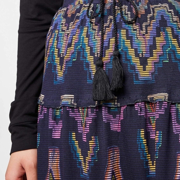 Desigual Black and Pink Smocked Maxi Skirt - Picture 2 of 3